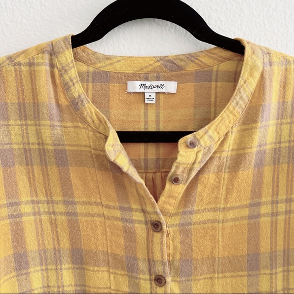Madewell | Yellow Flannel Leysfield Popover Shirt - Picture 11 of 12